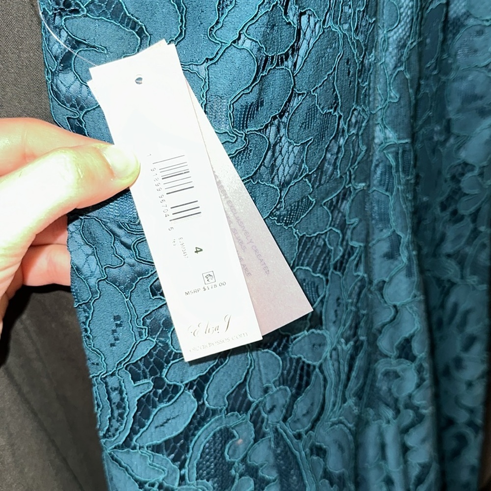 Eliza J Teal Green Blue Lace Formal Dress - Picture 4 of 11